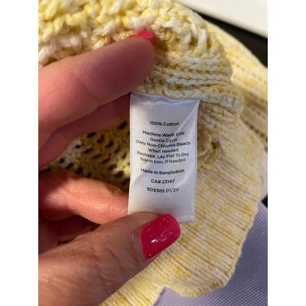 Talbots Yellow Open Knit Cotton Pullover Sweater Sz S - Picture 6 of 10